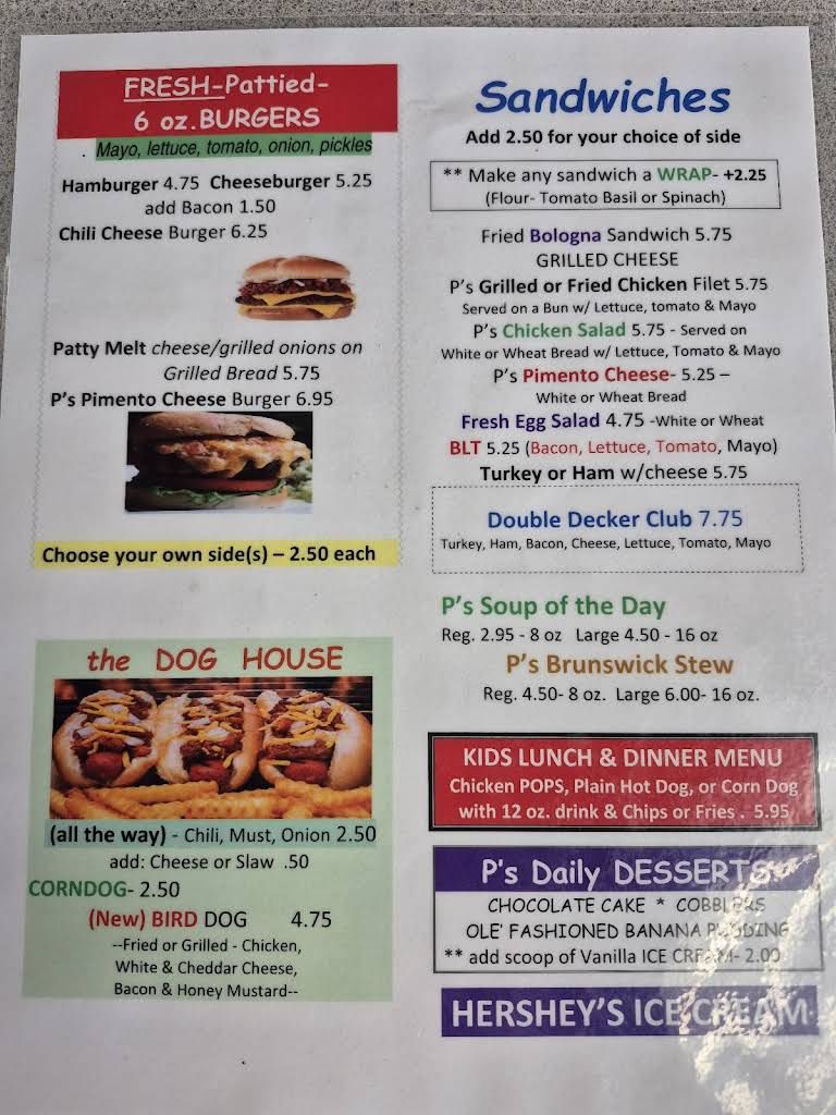 Sweet P's Cafe Menu 1