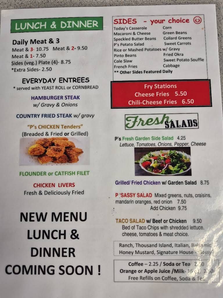 Sweet P's Cafe Menu 2