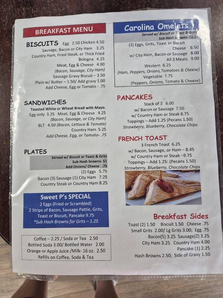 Sweet P's Cafe Menu 3
