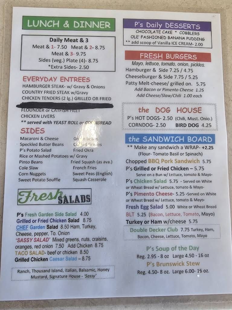 Sweet P's Cafe Menu 4