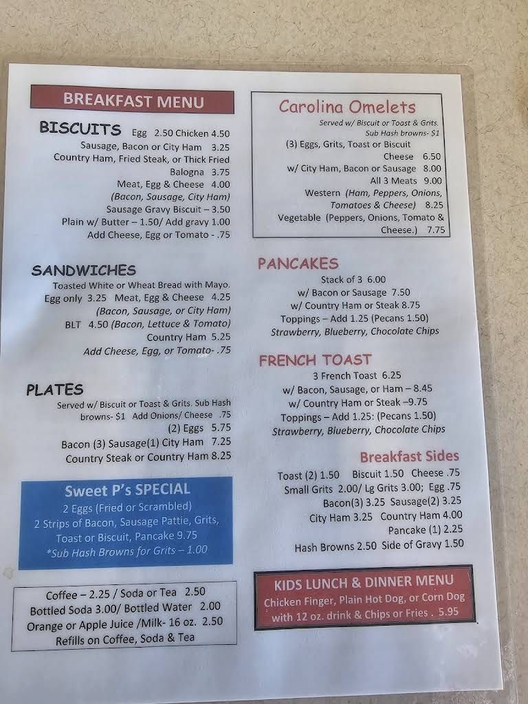 Sweet P's Cafe Menu 5